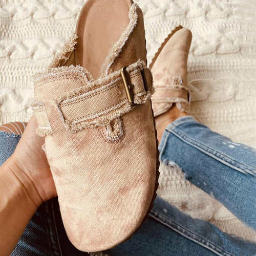 Mocassins vintage en toile – style bohème chic