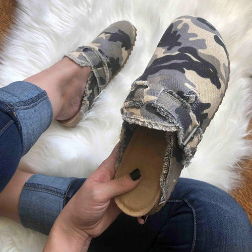 Mocassins vintage en toile – style bohème chic