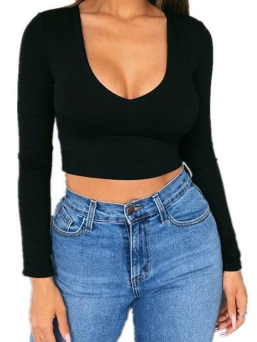 Top court femme manches longues – style tendance